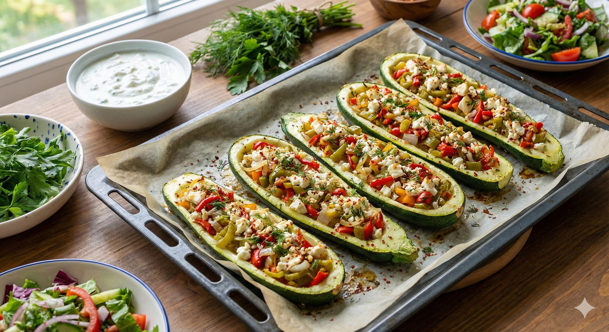 Fırında Gökkuşağı Kabak Sandal